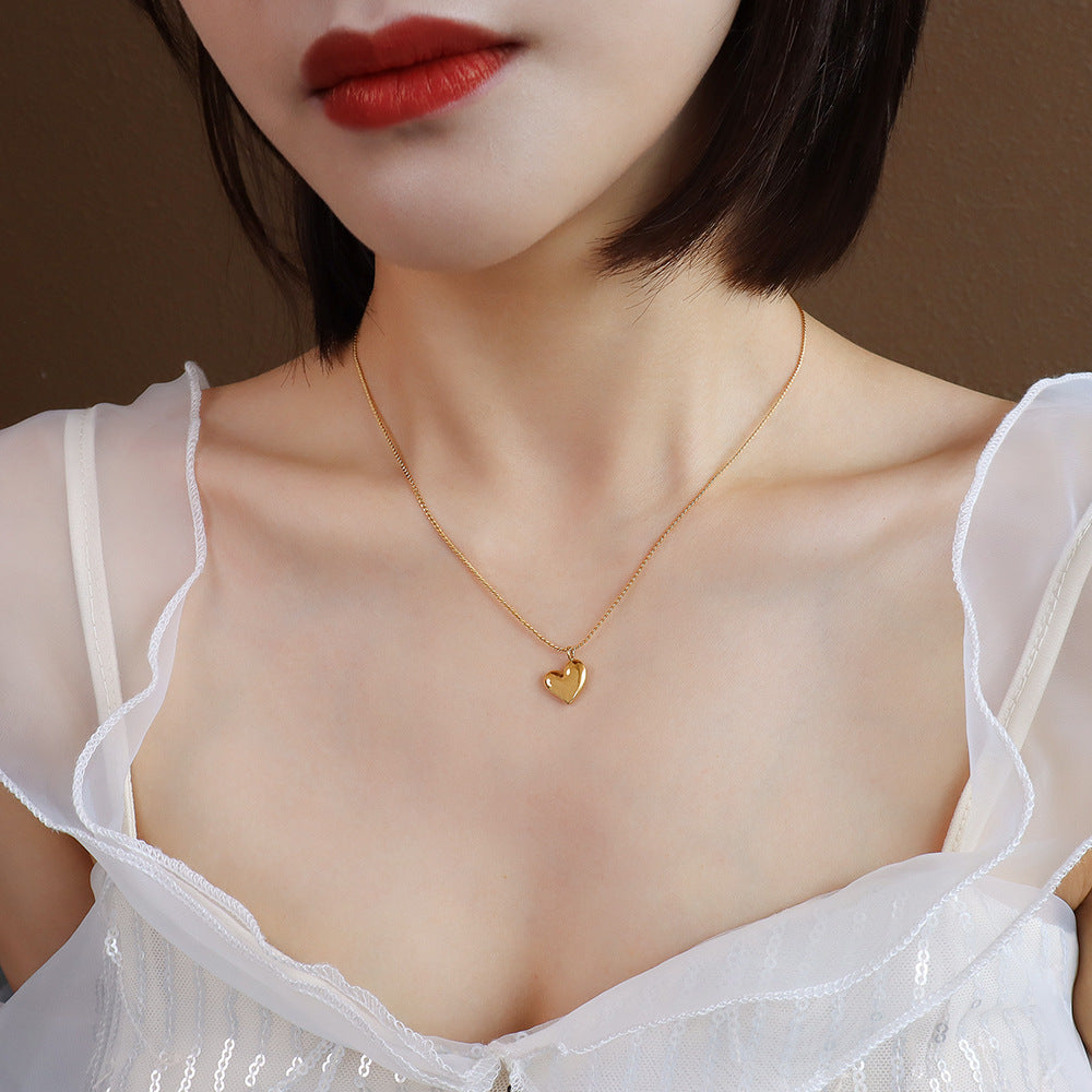 Simple Elegance: Gold Plated Heart Necklace - Women's Cold Wind Jewelry