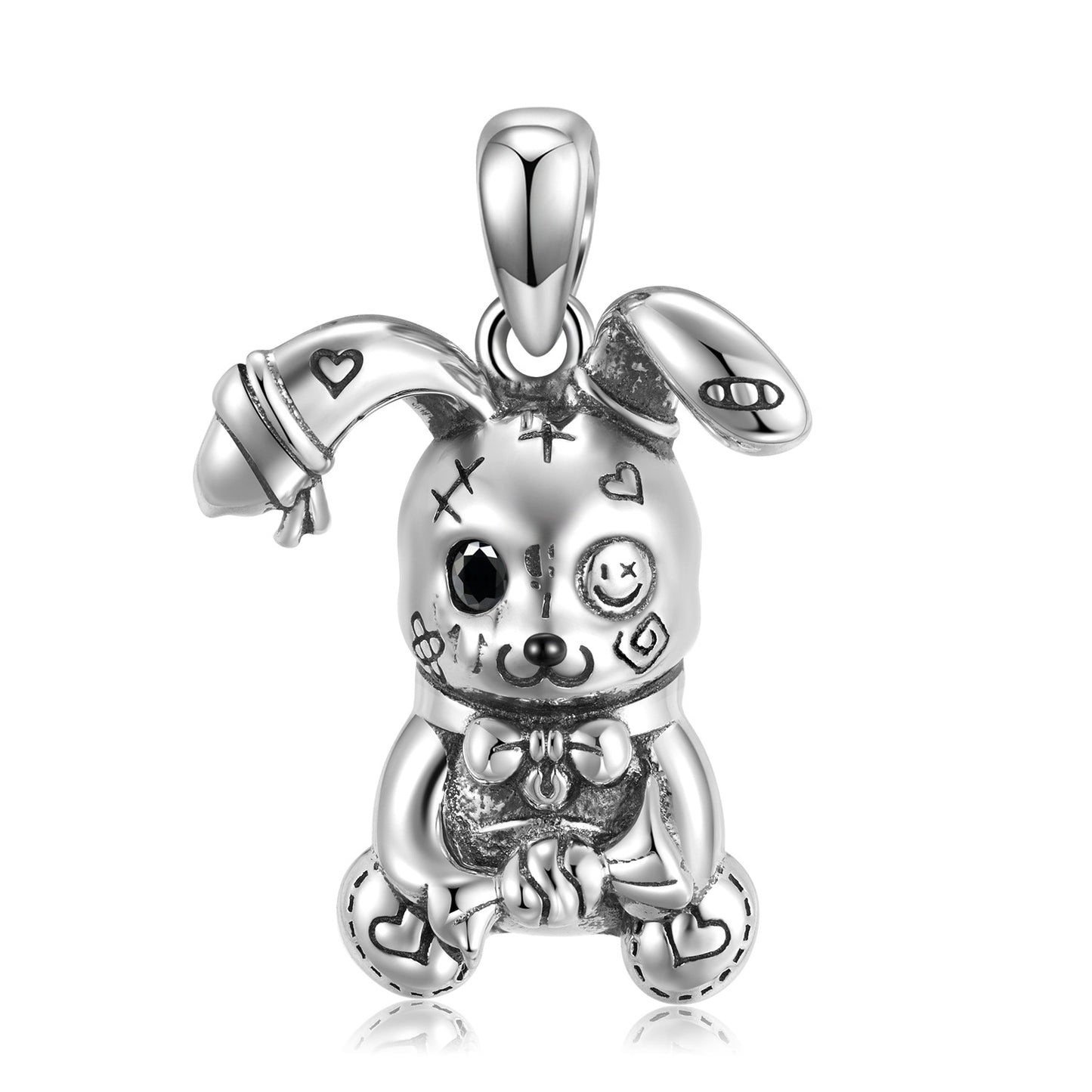 Graffiti Doll Rabbit Pendant Silver Necklace