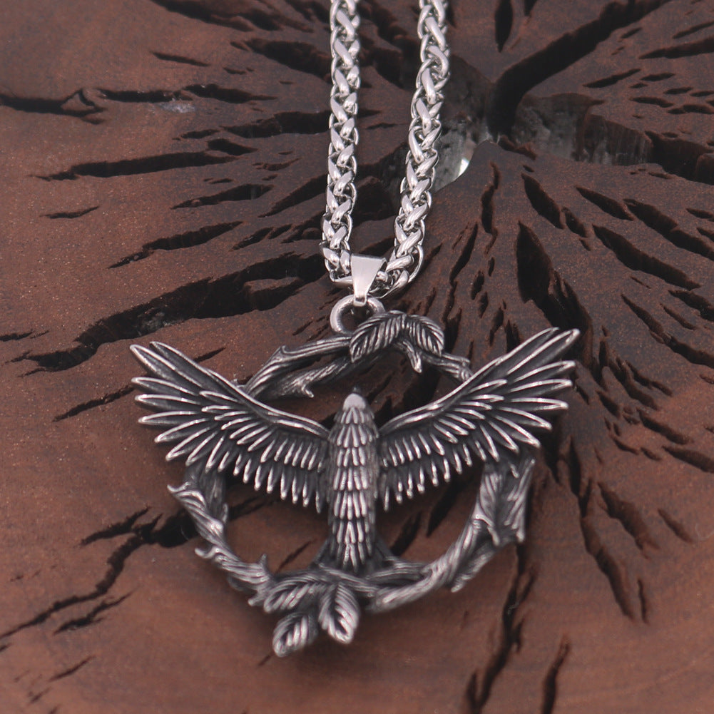 Cross Border Viking Eagle Pendant Necklace with Titanium Bird Design - Men's Retro Fashion Jewelry