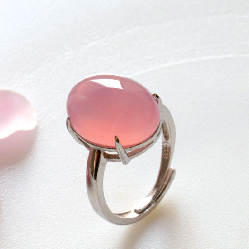 Pink Chalcedony Oval Ring