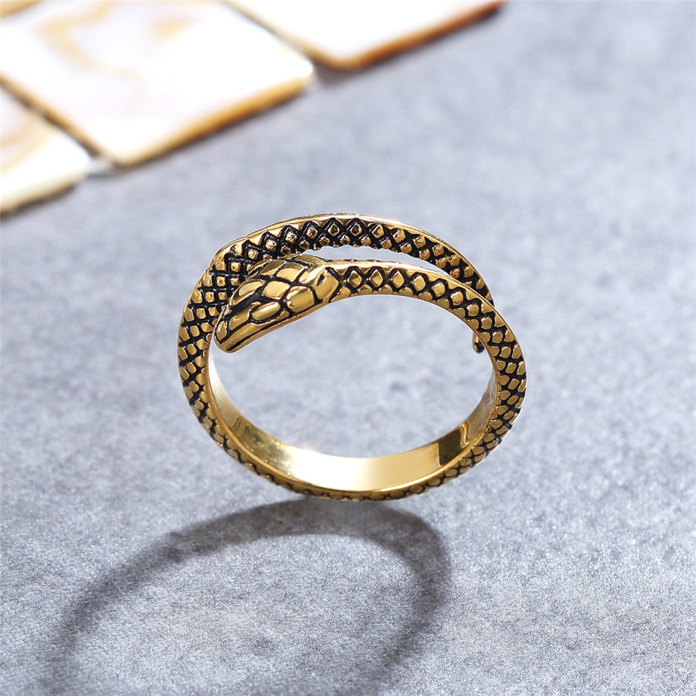 Retro Little Python Snake Titanium Steel Ring for Men