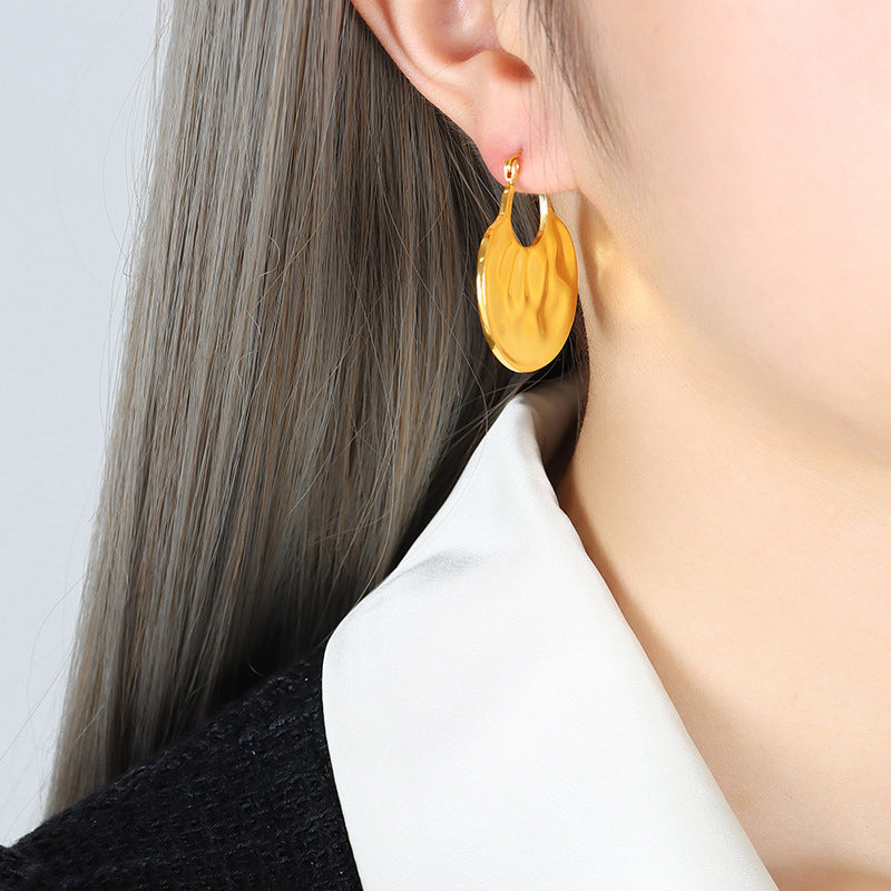 Geometric Handbag Shape Earrings in Gold-Plated Titanium Steel