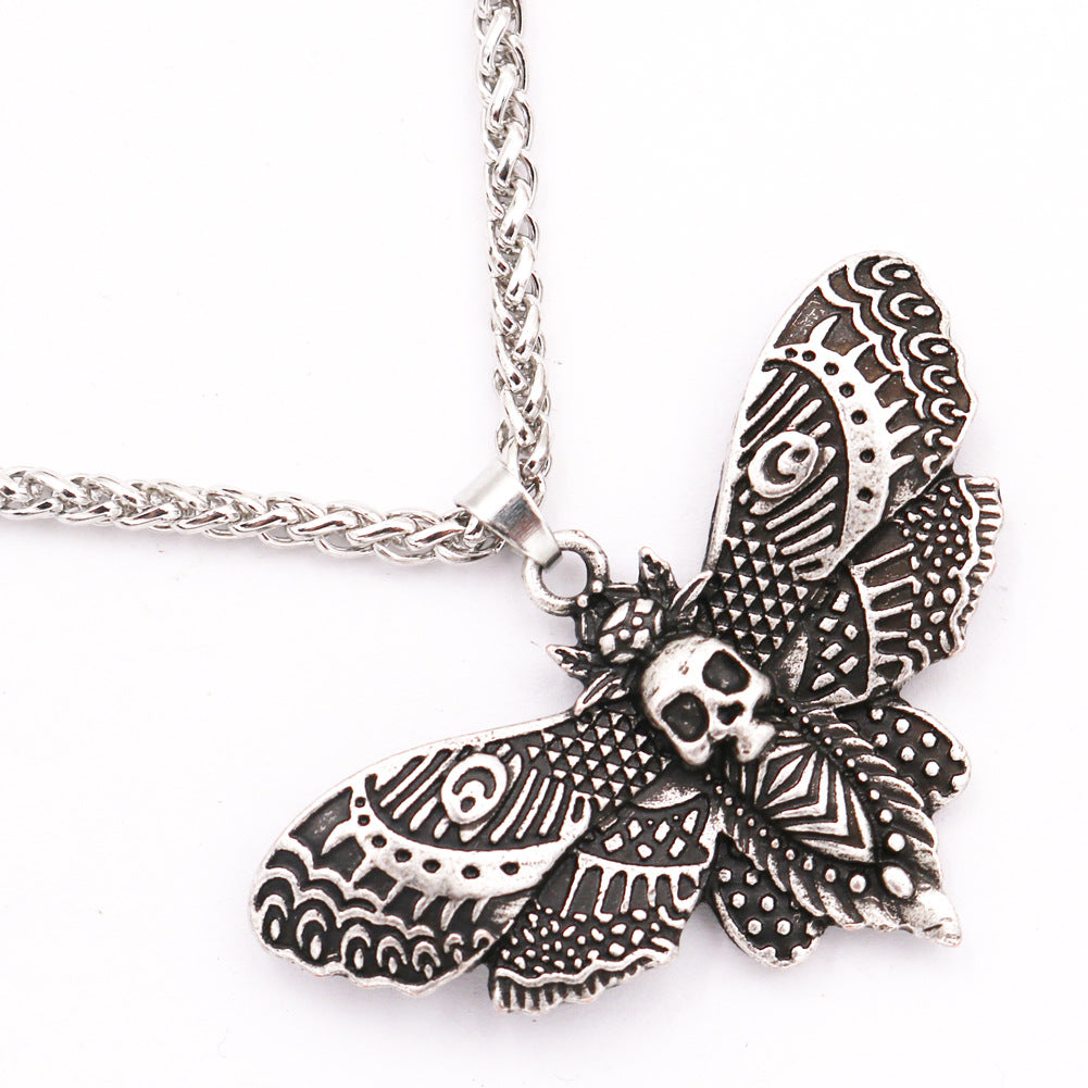 Death Valley Moth Alloy Pendant Necklace - European and American Retro Fashion Jewelry