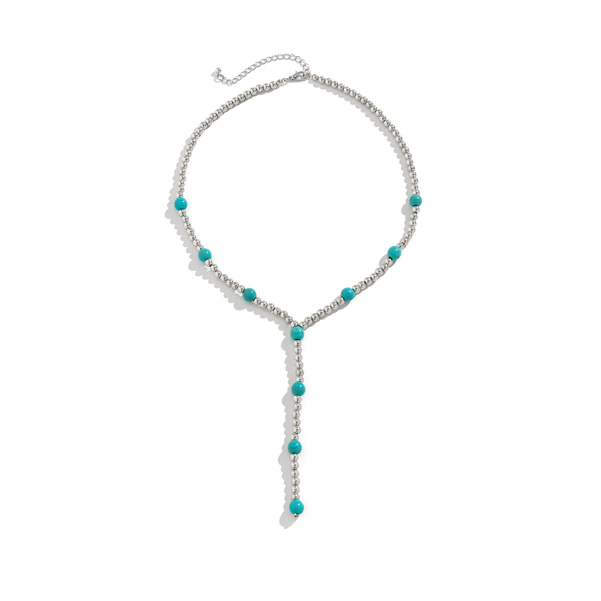 Chic Turquoise Tassel Necklace Featuring a Geometric Design