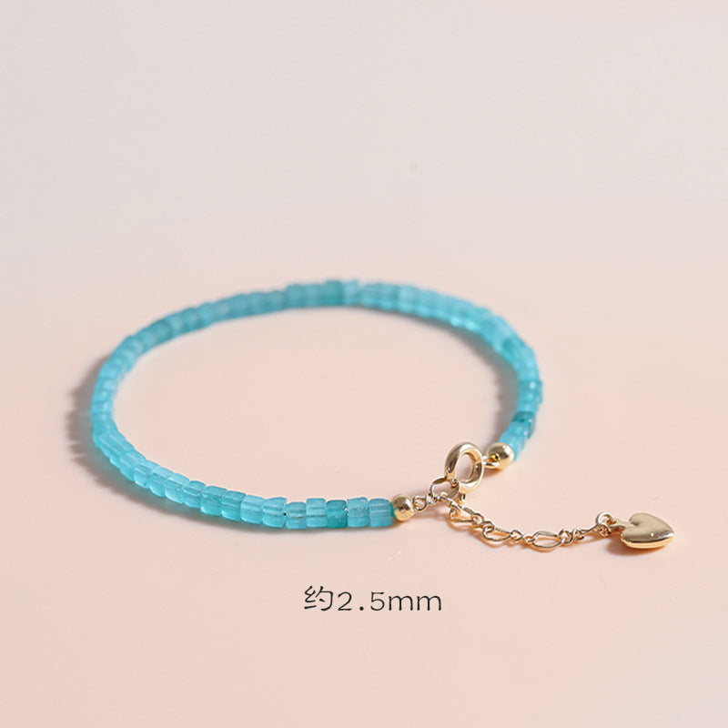 Simple and Cute 2mm Ultra-fine Tianhe Stone Bracelet for Girls