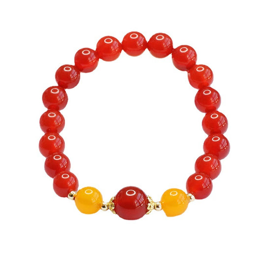 China-Chic Sterling Silver Red Agate and Yellow Chalcedony Bracelet for Women