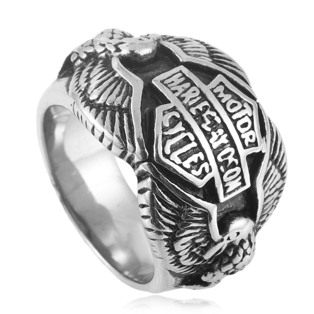 Titanium Steel Punk Eagle Ring for Men - Trendy Retro Animal Design