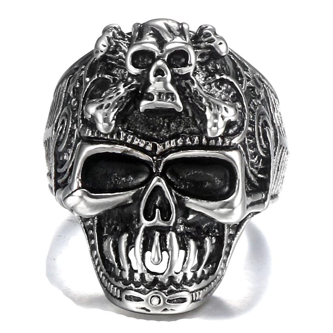 Skull-Inspired Titanium Steel Ring for Men - Retro Personalized Jewelry