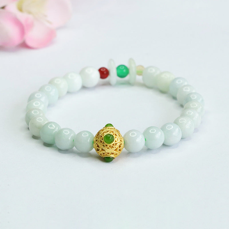 Myanmar Jade Sterling Silver Fortune's Favor Bracelet