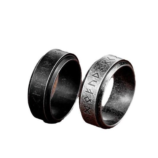 Nordic-Inspired Titanium Steel Viking Letter Ring for Men – Wholesale Cross-Border Foreign Trade