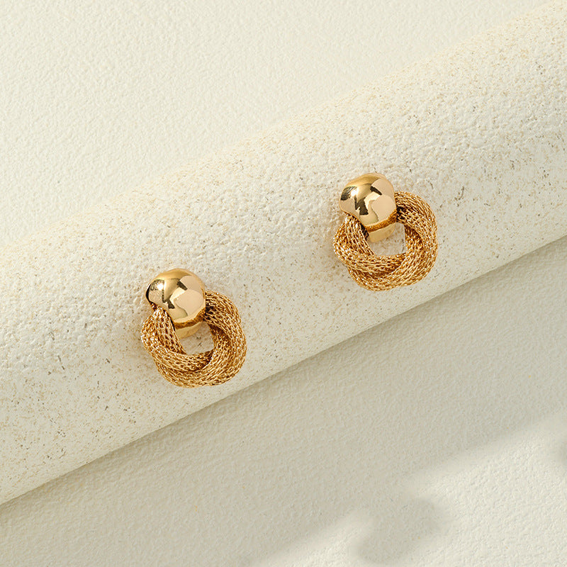 Luxurious Snakeskin Roll Shape Metal Stud Earrings