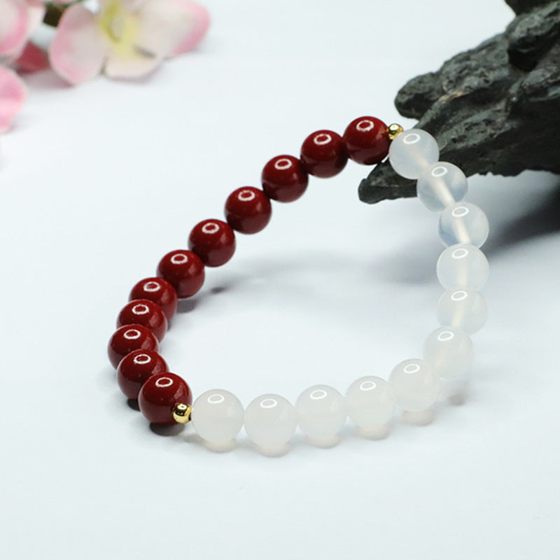 Fortune's Favor Sterling Silver Chalcedony and Cinnabar Bracelet