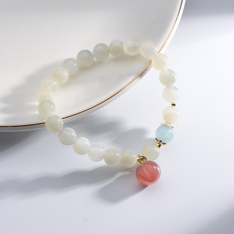 Fortune's Favor Red Agate Crystal Bracelet with Peach Pendant