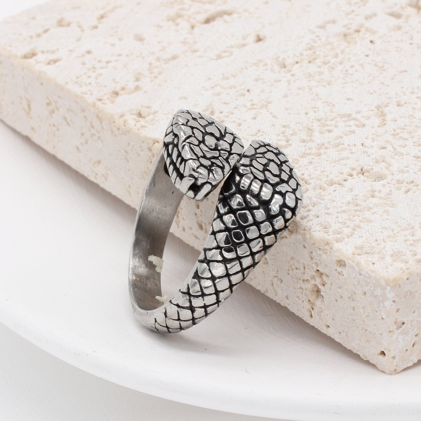 Two Headed Snake titanium steel ring for men