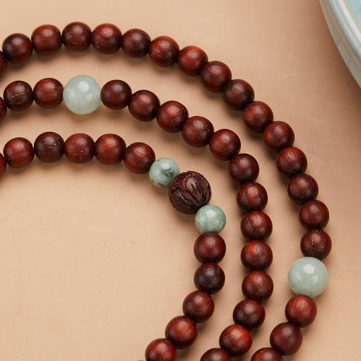 Fortune's Favor Sterling Silver Bracelet with Small Leaf Red Sandalwood and Hetian Jade Beads