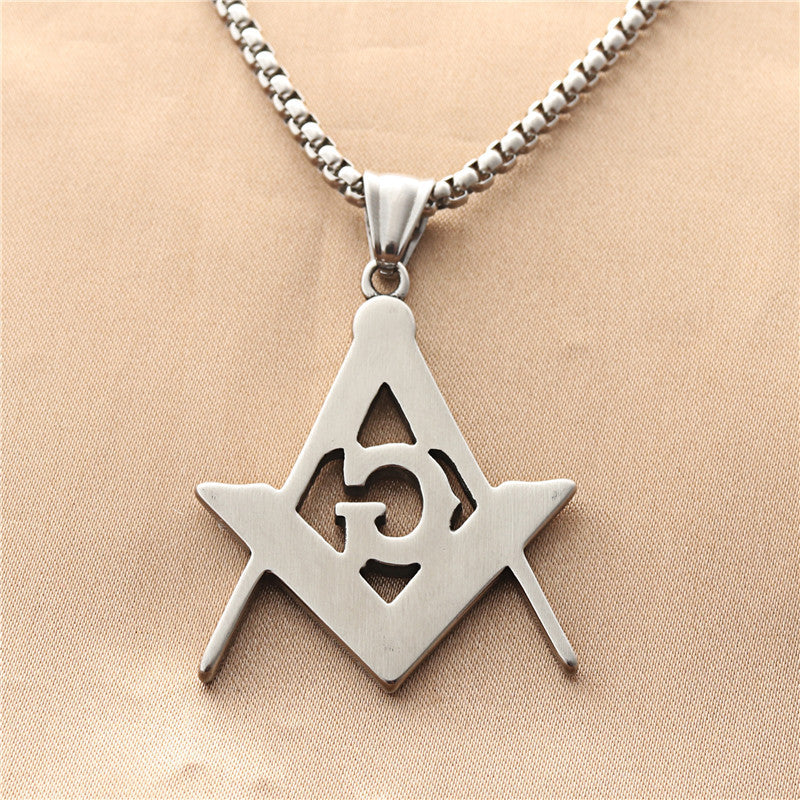 Titanium Steel Freemason Hollow Pendant Necklace for Men - Retro Punk Trend