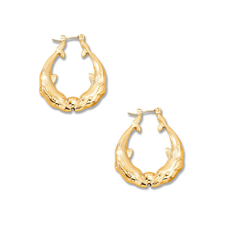 Dolphin Embossed Metal Earrings - Vienna Verve Collection