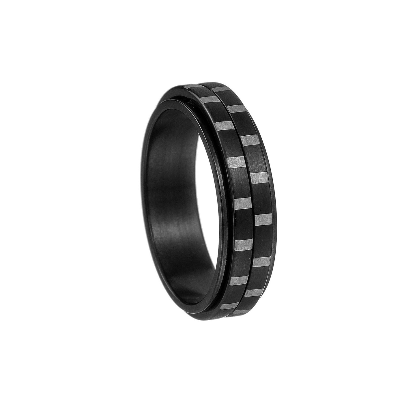 Rotating Black Titanium Steel Ring - Men's Decompression Jewelry