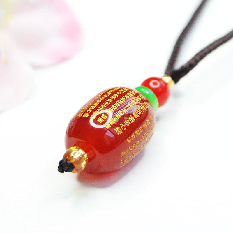 Red Agate Heart Sutras Cylindrical Bead Pendant Jade Chalcedony Pendant Jewelry