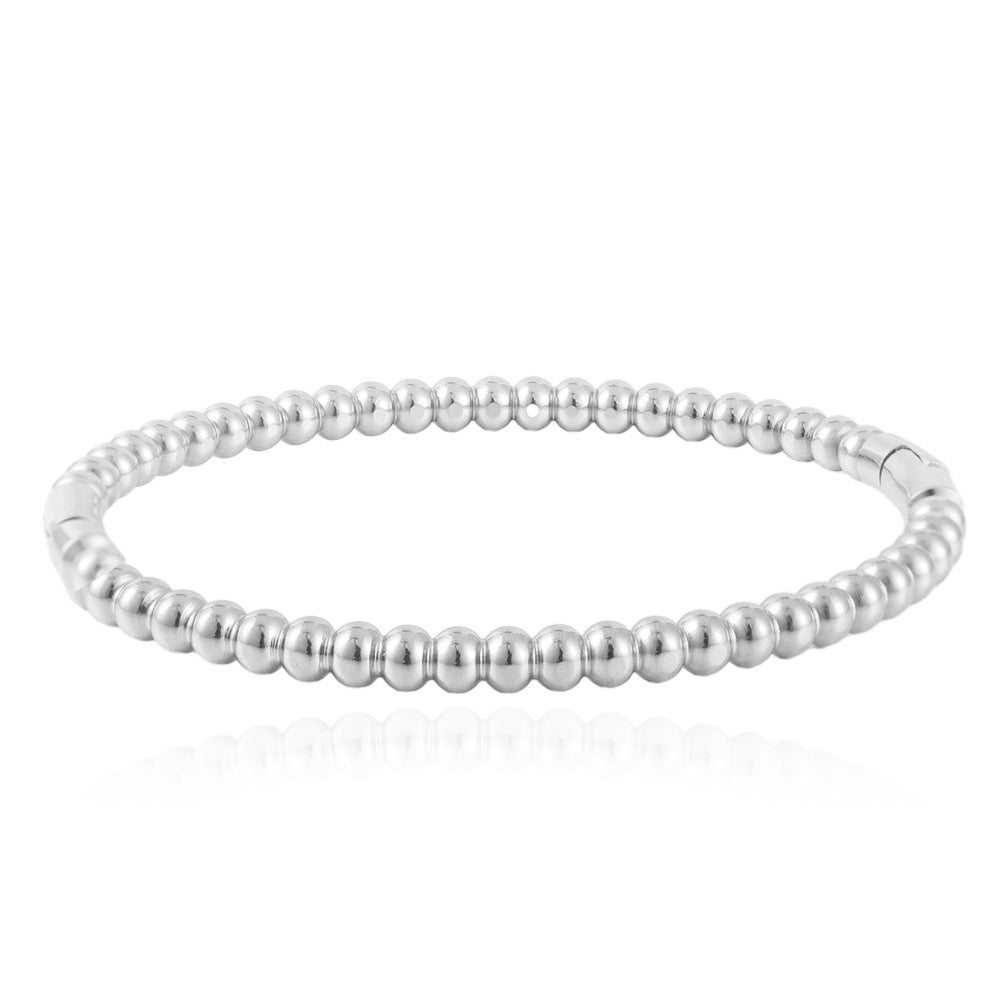 Chic Titanium Steel Round Bead Bracelet for Women - Elegant Minimalist Fashion Accessory