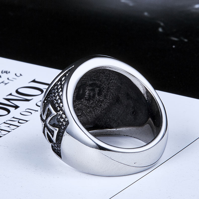 Vintage-Inspired Stainless Steel Men's Rings - Bold Knight and Temple Designs