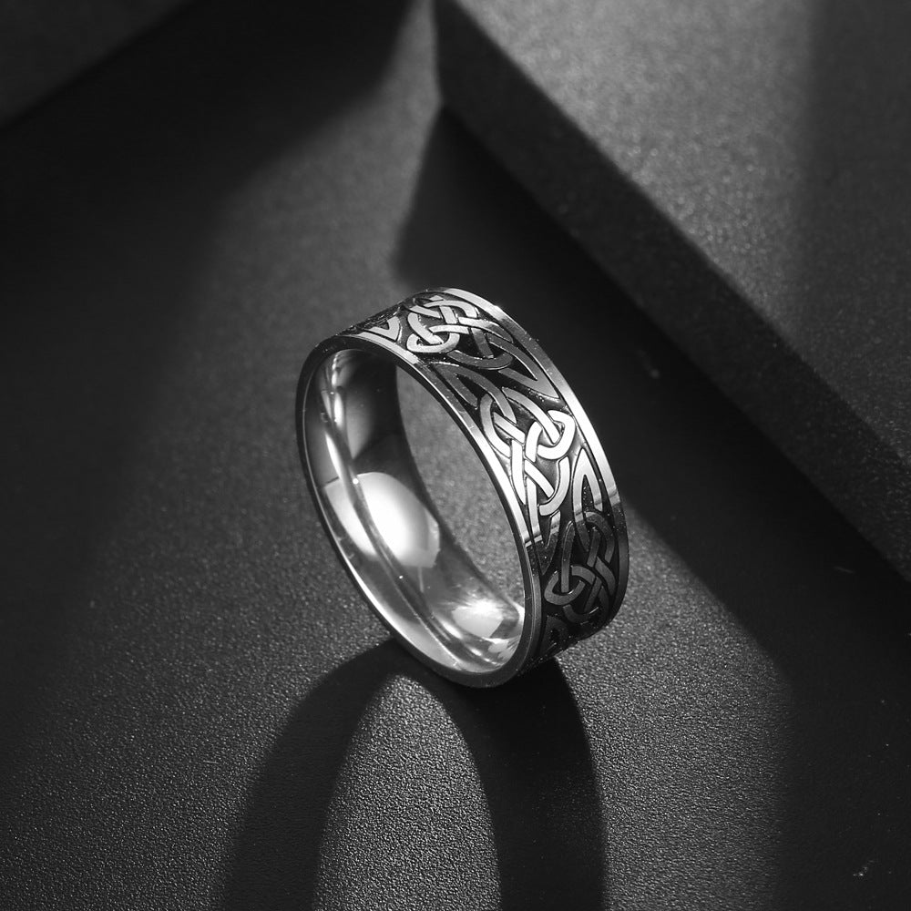 Nordic-Inspired Titanium Steel Men's Hip-Hop Ring - Customizable Fashion Jewelry