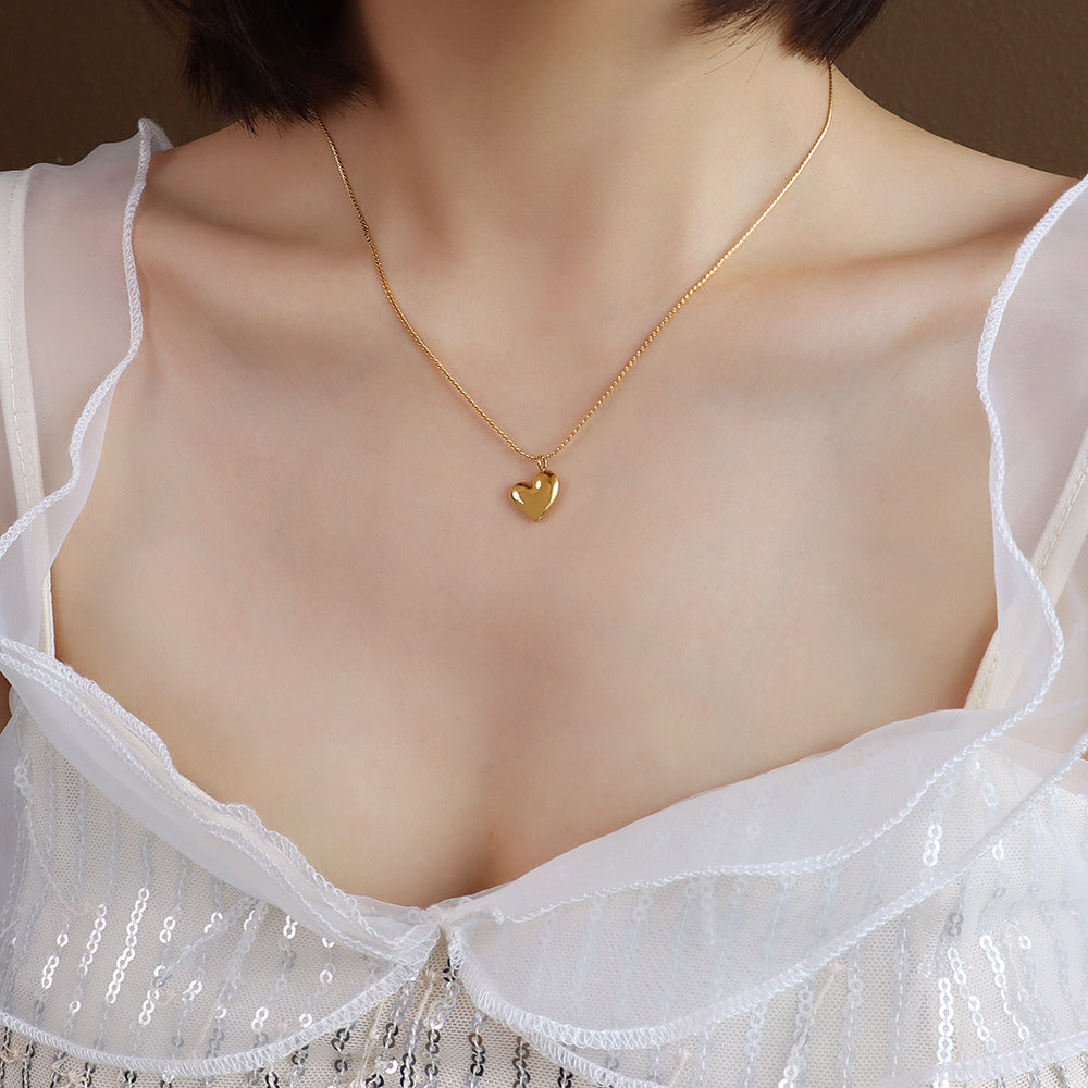 Simple Elegance: Gold Plated Heart Necklace - Women's Cold Wind Jewelry