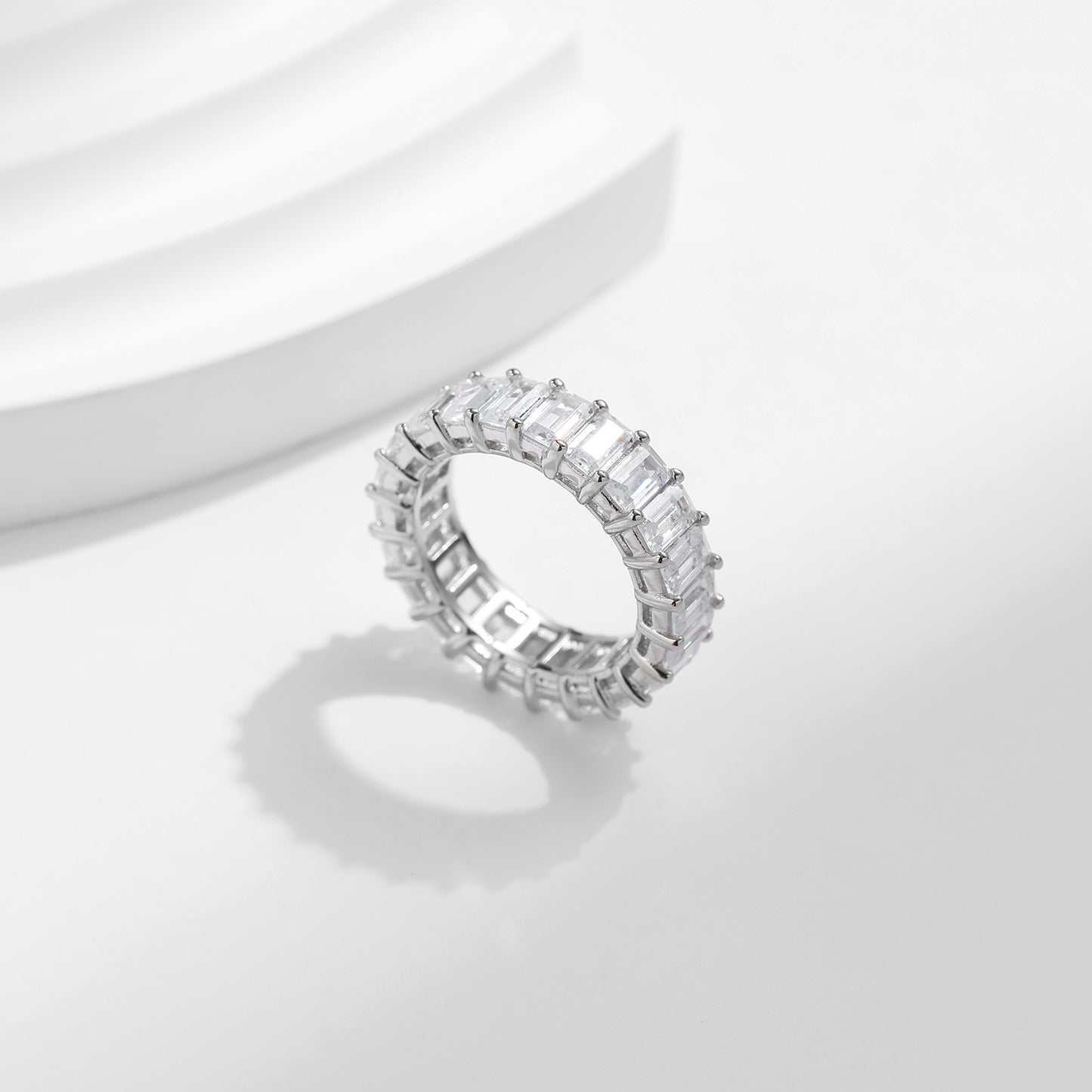 Luxurious S925 Sterling Silver Volleyball Ring with Zircons