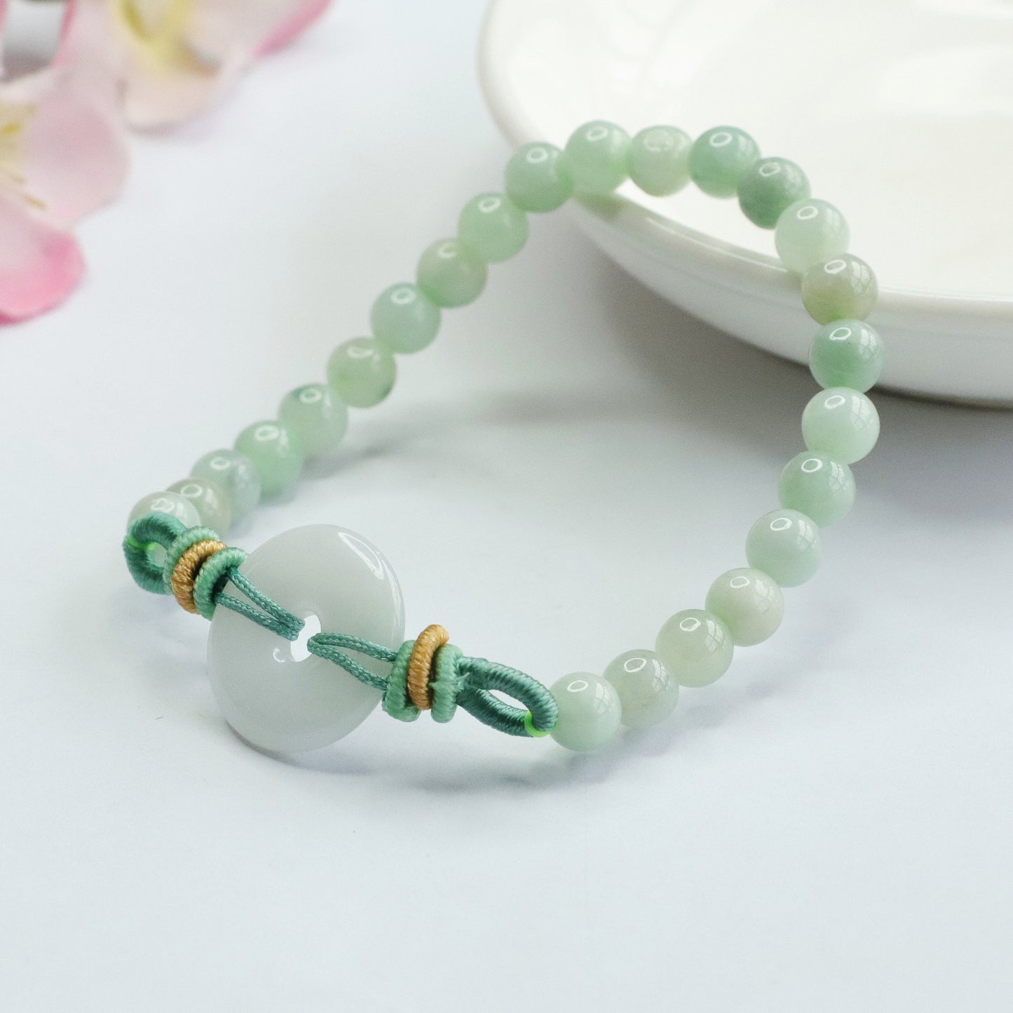 Auspicious Jade Bracelet with Sterling Silver Buckle - Fortune's Favor Collection