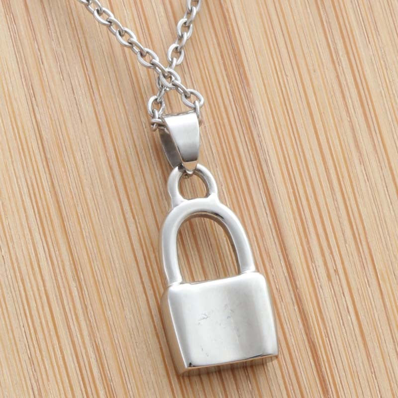 Personalized Titanium Steel Heart Lock Pendant Necklace for Men and Women - Retro Punk Style from Planderful