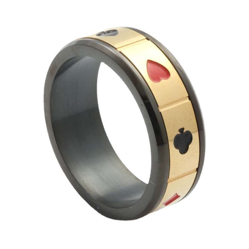 Retro Titanium Steel Poker Ring for Men - Trendy Rotating Accessory Directly from Manufacturer