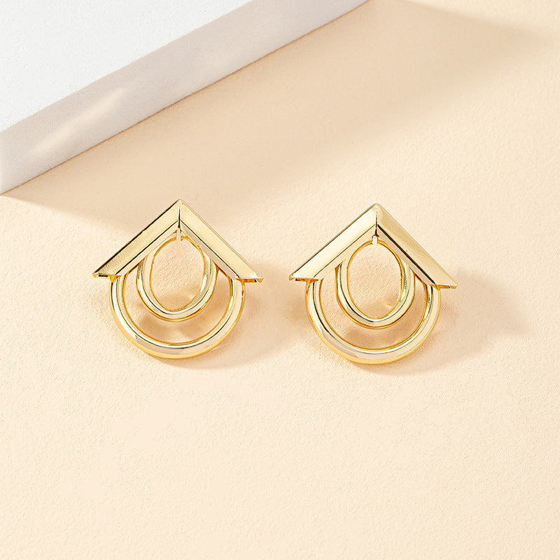 Wholesale Modern Metal Hollow Earrings with Geometric Cold Wind Design