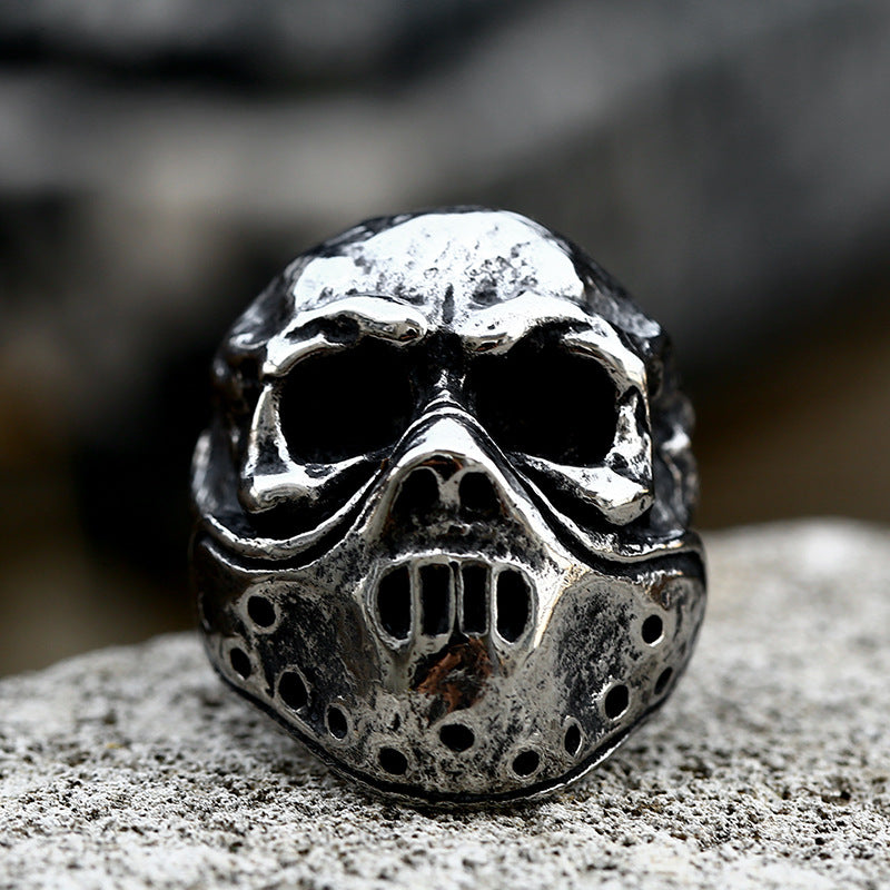 Retro Hip-Hop Titanium Steel Skull Gas Mask Ring for Men - Wholesale European and American Style