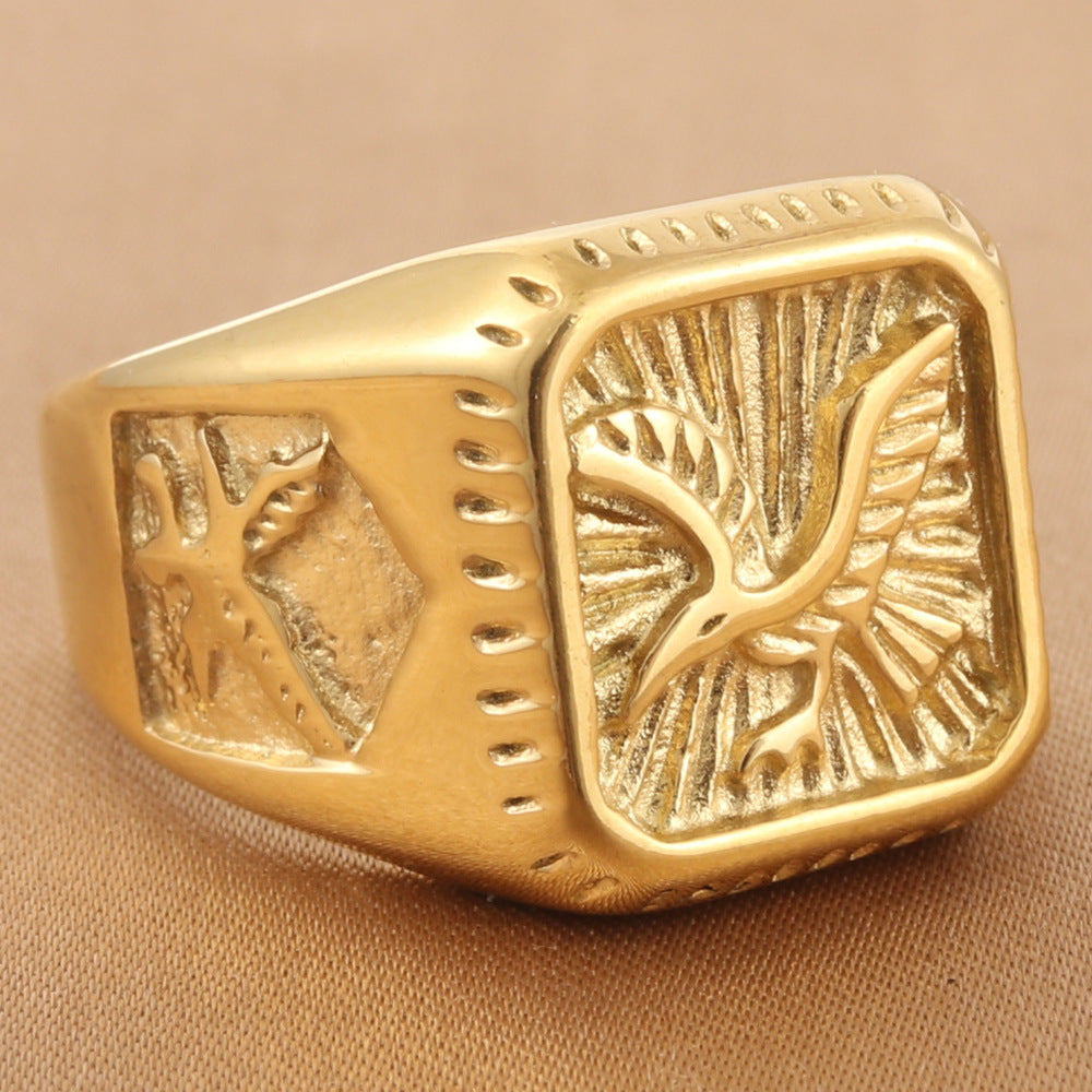 Titanium Steel Eagle Ring for Men - Retro Personalized Trendy Accessories