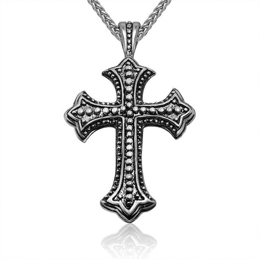 Korean-Inspired Titanium Steel Cross Pendant Necklace for Men – Unique Fashion Accessory