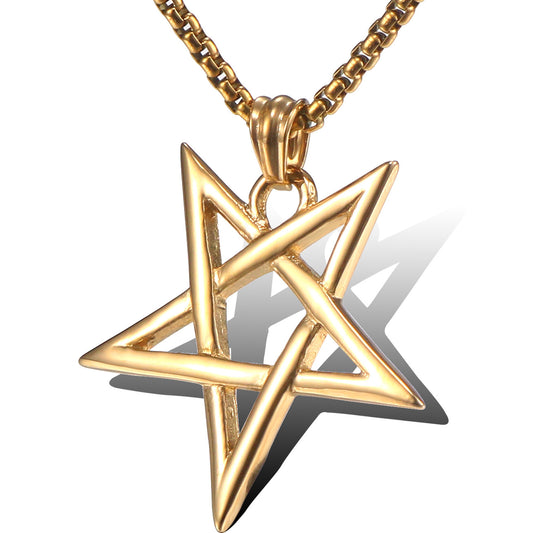 Stylish Men's Titanium Steel Pentagram Pendant - Modern Minimalist Jewelry for Him