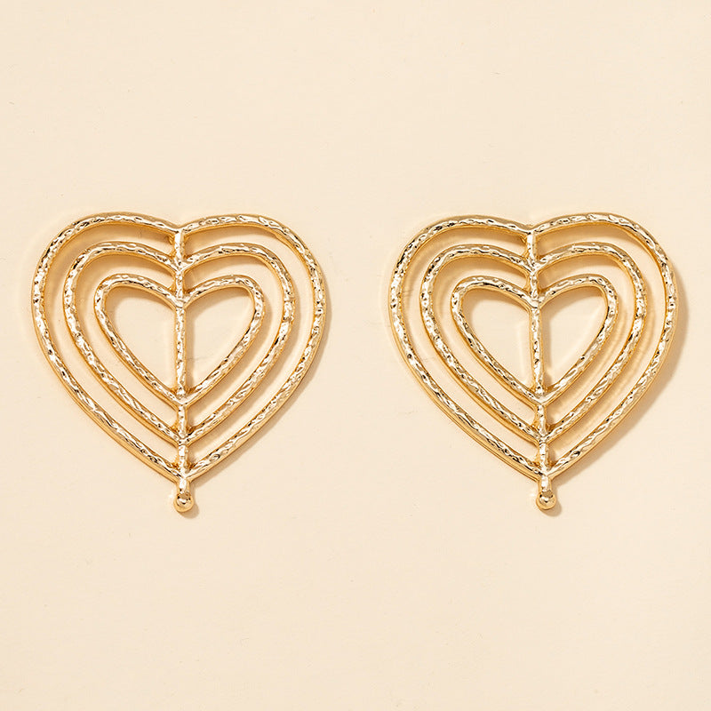 European Style Metal Peach Heart Earrings - Vienna Verve Collection