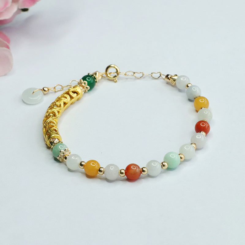 Colorful Jade Bead Bracelet for Fortune and Luck