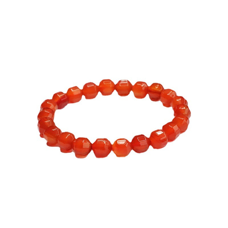 Red Agate Bracelet with Sterling Silver Cut Surface