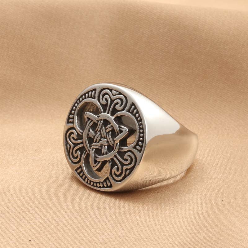 Titanium Steel Viking Ring for Men - Engraved Retro Accessory Directly from Manufacturer