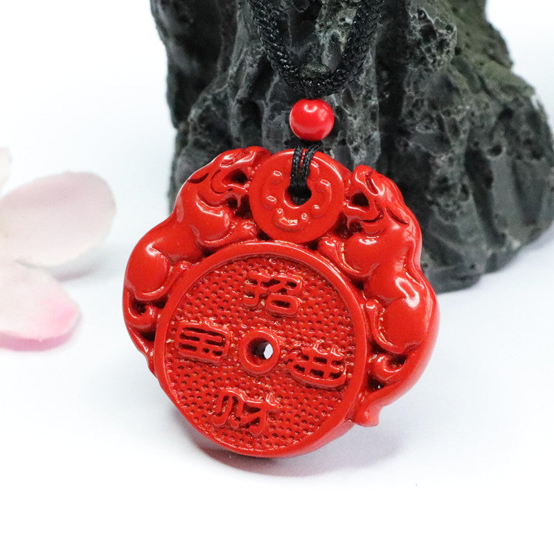 Red Sand Cinnabar Double Pixiu Fortune Protection Pendant