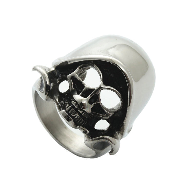 Titanium Steel Punk Skull Ring for Men - Retro Domineering Design from Manufacturer