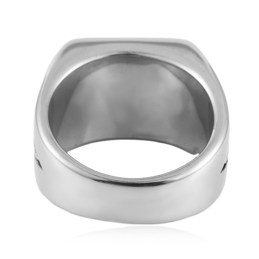 Titanium Steel Retro Cross Ring for Men - European and American Style