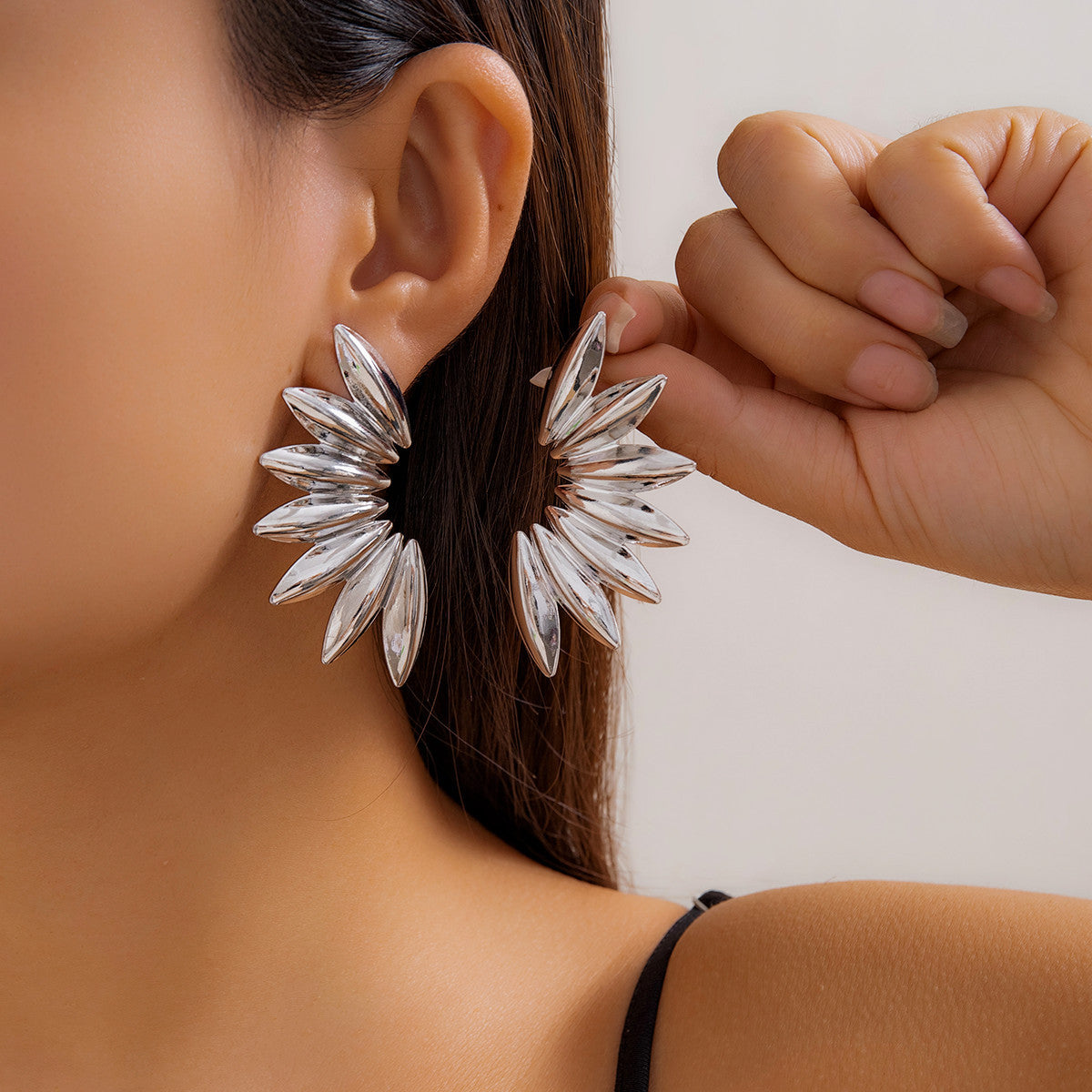 Iridescent Geometric Earrings with Sterling Silver Needles