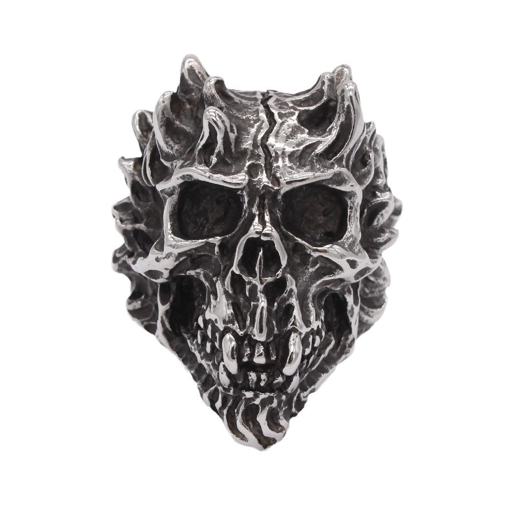 Halloween Devil Skull Titanium Steel Ring for Men