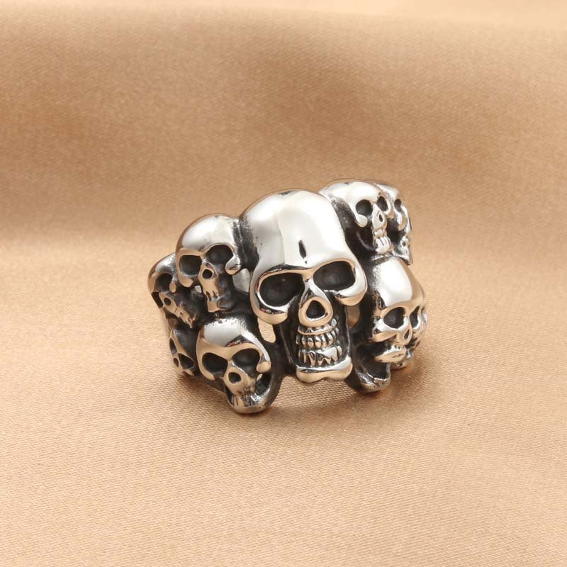 Titanium Steel Skull Ring for Men - Retro Trendy Full Finger Accessory