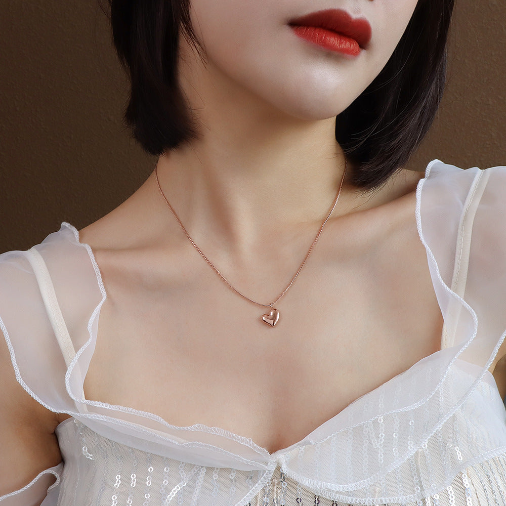 Simple Elegance: Gold Plated Heart Necklace - Women's Cold Wind Jewelry