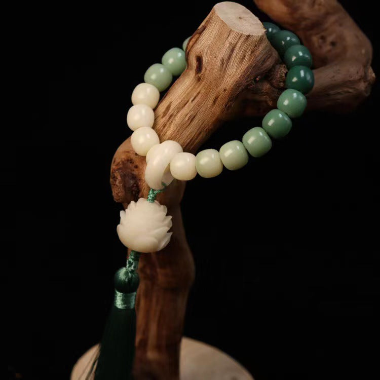 Fortune's Favor Sterling Silver Jade Bracelet with Soft Tassel Art Play