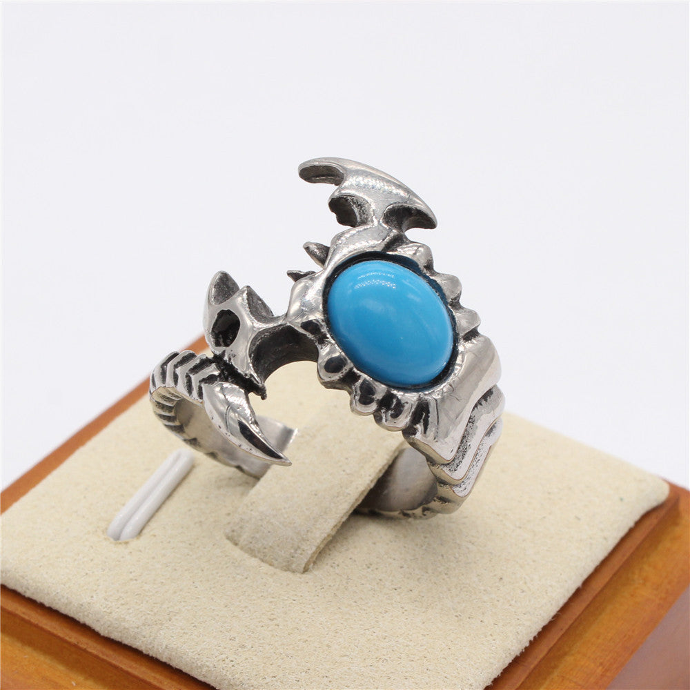 Men's Titanium Scorpion Ring with Retro Punk Style in Europe and America