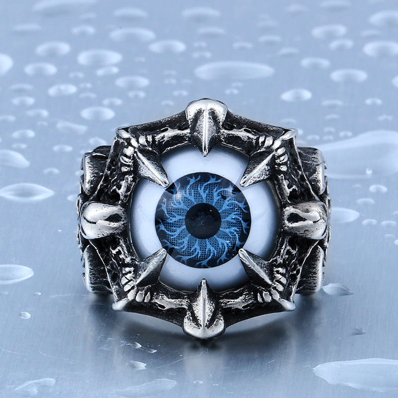 Personalized Men's Titanium Steel Death Demon Eye Ring - European and American Style